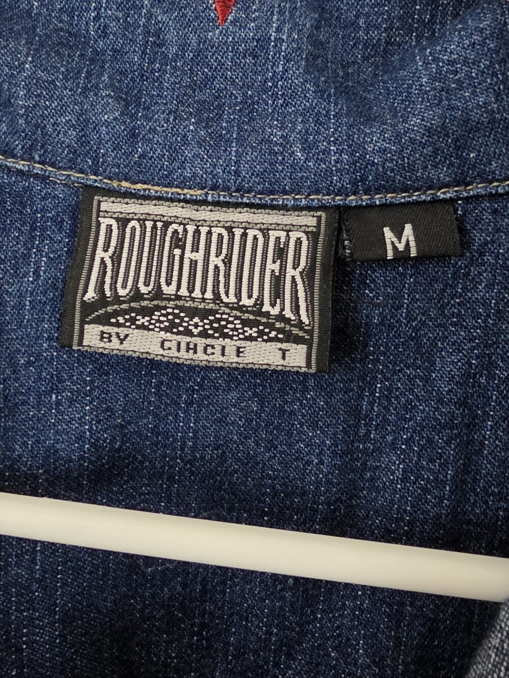 Vintage 1987 Rodeo RoughRider Jean Denim Button Jacket Y2K Embroidered Shirt Med - Picture 5 of 6